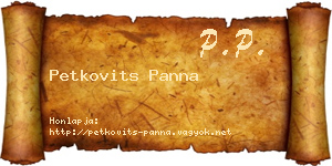 Petkovits Panna névjegykártya